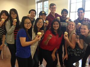 Surina and friends celebrate with cupcakes.